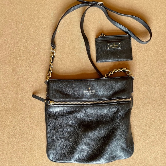 KATE SPADE Black Pebble Leather Crossbody Bag - Picture 1 of 2